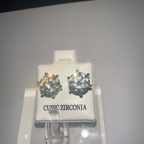 Cubic Zirconia Stud Earrings 2 CT - Picture 10 of 11